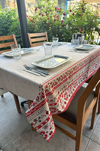 SİHİRLİ AYAKKABI 100% Koton Useful Polka Dot Tips Pattern Stylish Tablecloth 140X180Cm