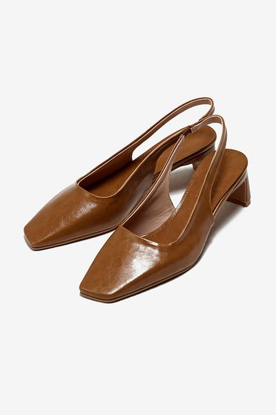 Seniorah Tan Skin Blunt Toe Women's Heeled Shoes