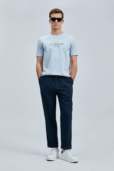 Lufian Ανδρικό μπλε μπλουζάκι Love Regular Fit (111020238)