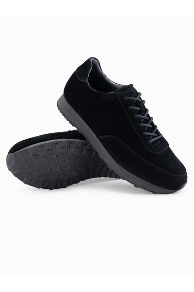 OMBRE Herren Sportschuhe Sneakers aus Leder mit Wildleder-Finish - schwarz V1 OM-FOCS-0161 43