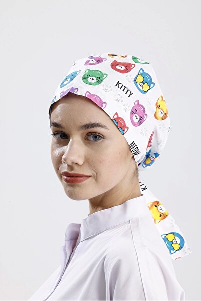 Moodamedikal Renkli Kedi Desenli Cerrahi Bone