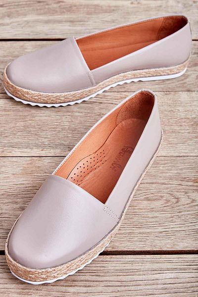 Bambi Light Sand Genuine Leather Women's Espadrille K01802021803