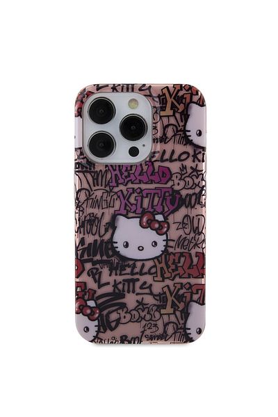 Hello Kitty Case for iPhone 13 Pro - Hello Kitty Hardcase IML Tags Graffiti (HKHCP13LHDGPTP) - Pink
