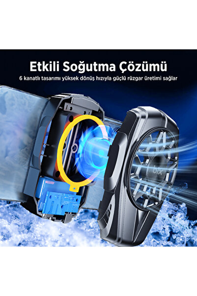 Bix BXCP04G Ultra Sessiz ve Güçlü Telefon Soğutucu Fan 4.5-7 inç Uyumlu, Oyuncular İçin Özel Tasarım