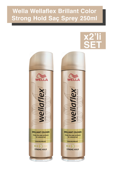Wella Wellaflex Brillant Colors Strong Hold Hairspray - 250 Ml x2'li Set