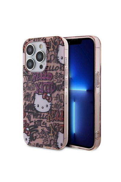 Hello Kitty Case for iPhone 14 Pro - Hello Kitty Hardcase IML Tags Graffiti (HKHCP14LHDGPTP) - Pink