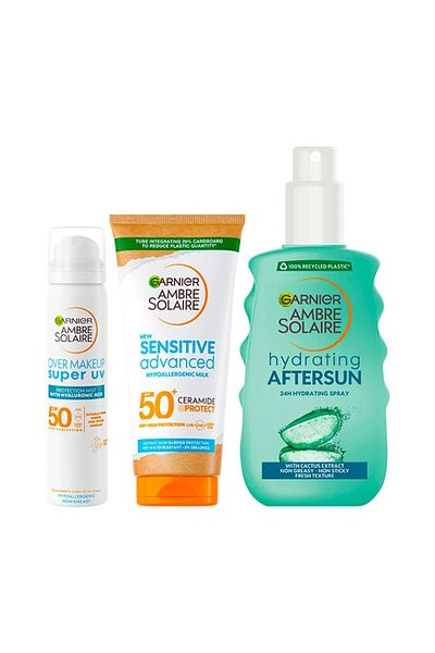 Garnier Ambre Solaire, Face Spray Spf 50 7 ml Sunscreen Milk Spf 50 200ml Aftersun Spray 200ml