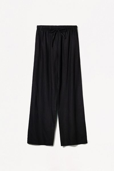 Bershka Linen blend trousers with an elasticated waistband