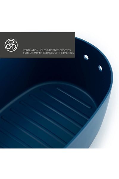 Dolce Mare Polypropylene bread box with bamboo lid, chopper, 38.1x25.4x15.2 cm, rectangular, Blue