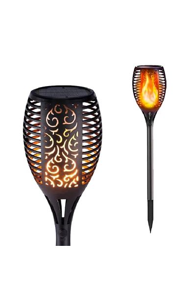HOZRO Lampă solară cu lanternă cu efect de flacără HOZRO, 52 cm, IP65, ABS negru