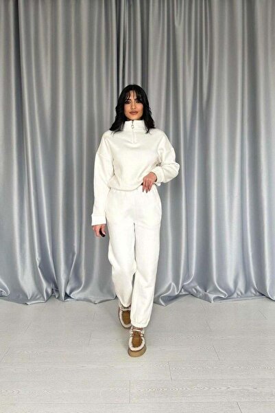 Modayakamoz White Three Thread Tracksuit Set