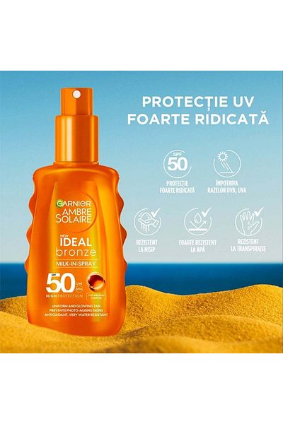 Garnier Ambre Solaire, Intense Bronze Spray Spf50 200ml, Face Cream Spf50 40ml, Aftersun Spray 200ml
