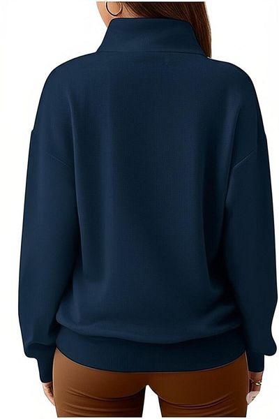 NO 601 Women's Half Zipper Stand Collar Red Heart Printed Sweatshirt