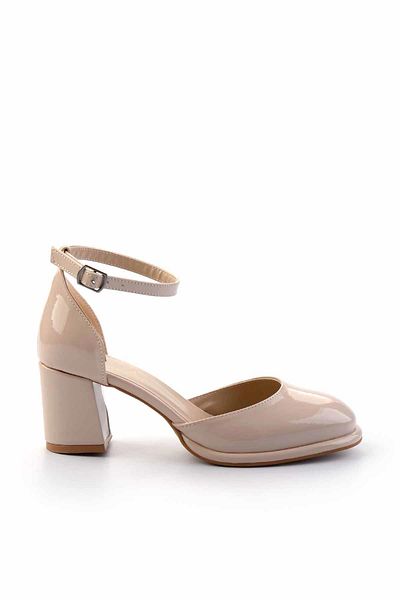 Bambi Pantofi clasici cu toc de damă din piele lacuită bej K 01484188108