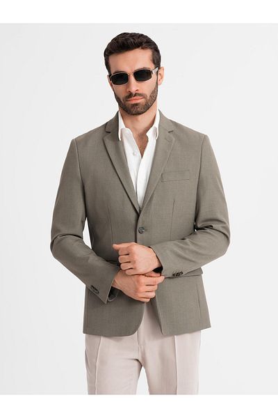 OMBRE Elegantes Herrensakko SLIM FIT mit Viskose - oliv V5 OM-BLZB-0135 XL