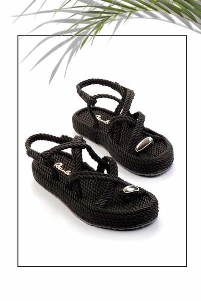 Bambi Black Lame Women's Sandals K05787020516