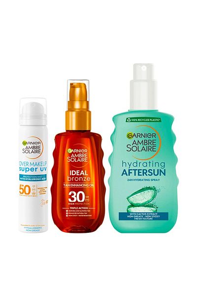 Garnier Ambre Solairee, Face Sun Spray Spf 50 75ml, Tanning Oil Spf 30 200ml, Aftersun Spray 200ml
