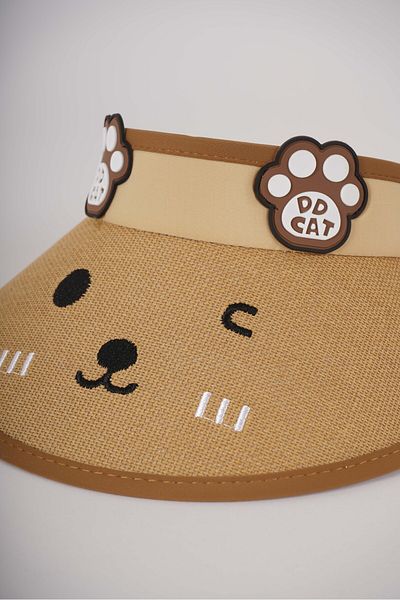 MİNİKO KİDS Kitty Girl's Adjustable Straw Visor Hat