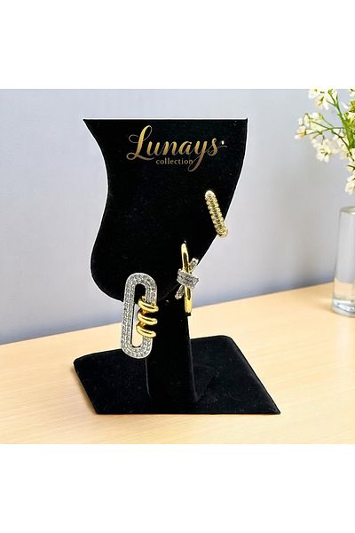 Lunays Jevelry Rivansa Zircon Stone 3-Piece Earring Set