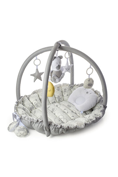 Evelise Pătuț Baby Nest 2 în 1 cu activități, gri cu alb