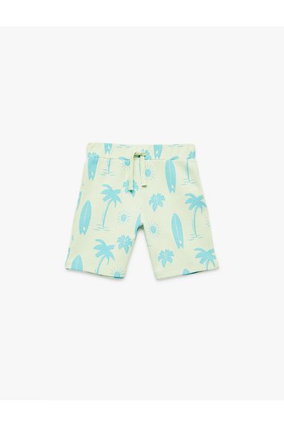 Koton Pantaloni scurți Bermuda cu talie normală din bumbac cu tematică Surfing