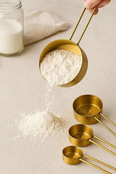 Qerhome Set of 4 Metal Handle Gold Touch Premium Measuring Spoons