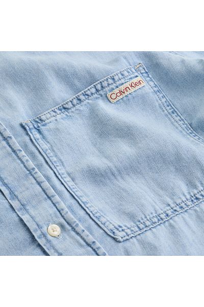 Calvin Klein Men Denim Light Regular Short Sleeve Denim Shirt