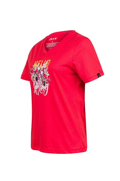 2AS Tricou pentru femei cu decolteu în V cu imprimeu Alone 402