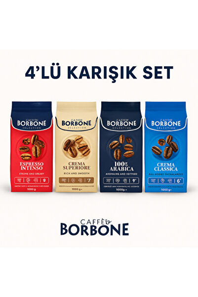 Caffe Borbone Caffè Borbone 4’lü Karışık Çekirdek Kahve Seti – 4 x 1000g