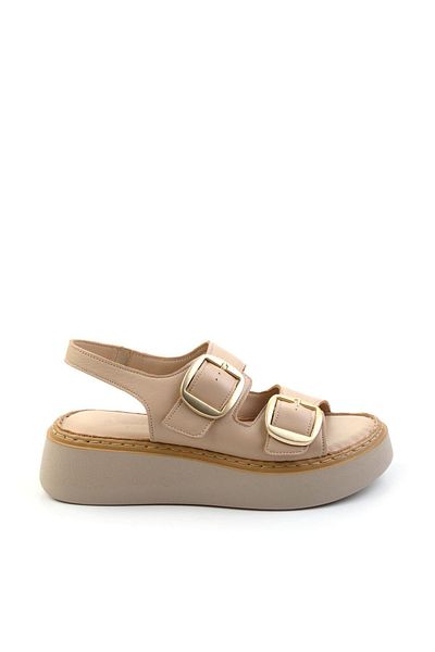 Bambi Beige Leather Women's Sandals K05299117803