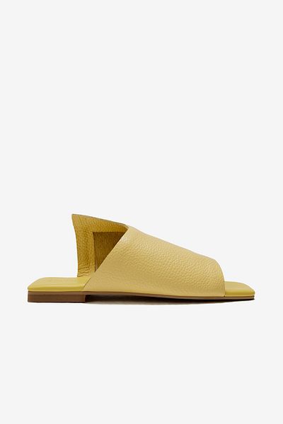 Seniorah Yellow Real Leather Women's Slippers