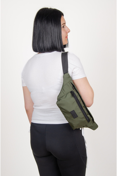 KAFF Haki Suya Dayanıklı Kumaş Unisex Bodybag Çapraz Omuz Çantası -1045