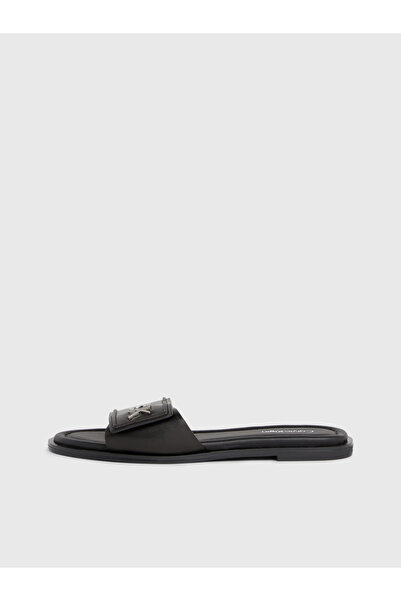 Calvin Klein Calvin Klein Women Black Flat Slide Relock Heel Sandals