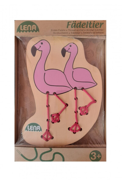 LENA Ξύλινο εκπαιδευτικό παιχνίδι με κορδόνια, φλαμίνγκο, Λένα