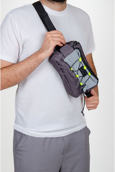 KAFF Gray Water Resistant Fabric Reflector Detailed Bodybag Cross Shoulder Bag -1047