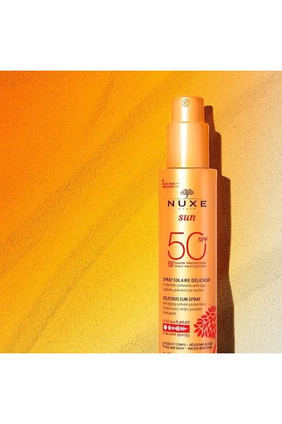 Nuxe Spray cu protecție solară Nuxe Sun SPF50 pentru față și corp, 150 ml, Lapte de corp, 150 ml