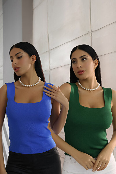 ALCHON Tricotaj de bază de vară cu decolteu în U și bretele groase