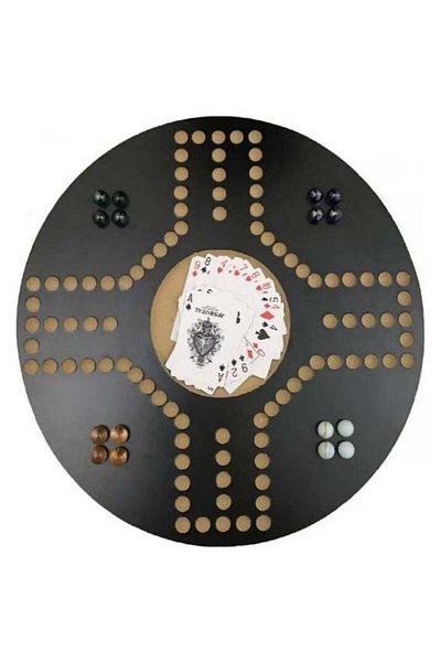 MARAH TOYS Royal Circular Jackaroo Board Game - 4 Players with 16 Colorful Marble Pieces
