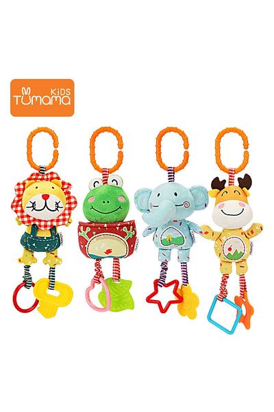 tumama Set of 4 Plush Hanging Toys, for Babies and Children, Animal Pattern, Age +0 months