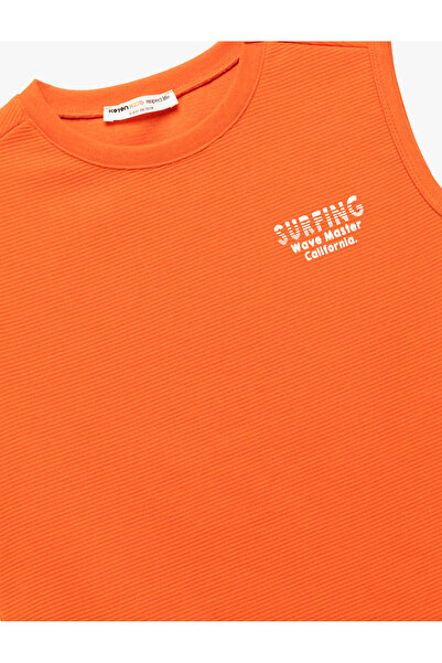 Koton Baskı Detaylı Bisiklet Yaka Kolsuz Tişört