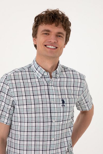 U.S. Polo Assn. Men's Aqua Short Sleeve Shirt 50299615-Vr007