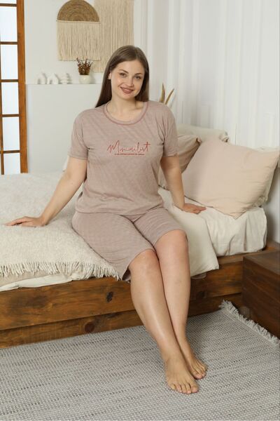 FORVENS Plus Size Women's Short Sleeve Pajama Set with Shorts