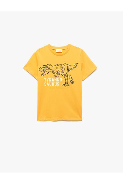 Koton Dinosaur Printed Crew Neck Short Sleeve Cotton T-Shirt
