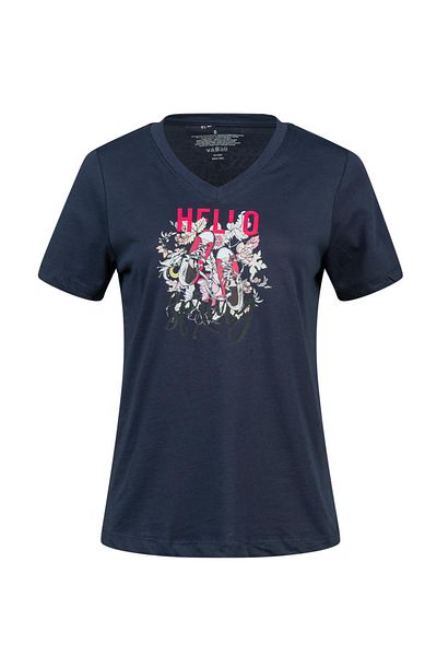 2AS Tricou pentru femei cu decolteu în V cu imprimeu Alone 402