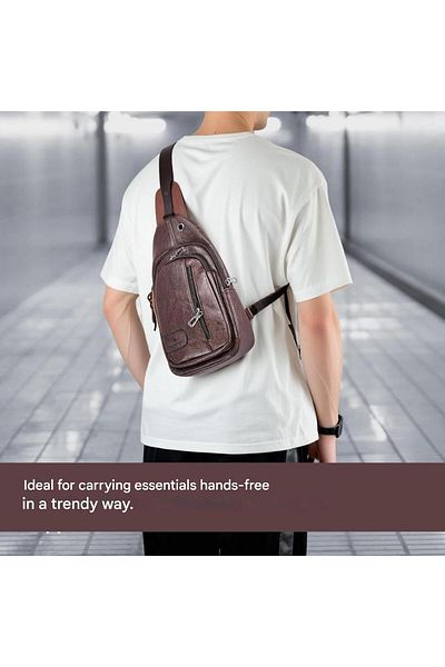 DONBOLSO Unisex crossbody bag, shoulder or hand bag, leather, 3 compartments, 30 X 16 X 10 cm, Dark Brown