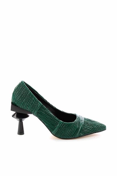 Bambi Green Wrinkled Women's Classic Heeled Shoes K01188125142