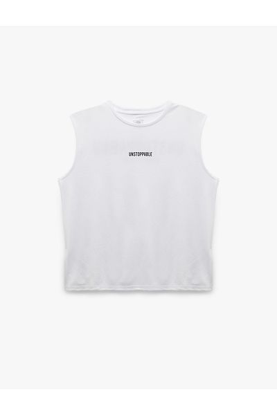 Koton Sleeveless Crew Neck Oversize Sports Singlet with Printed Back