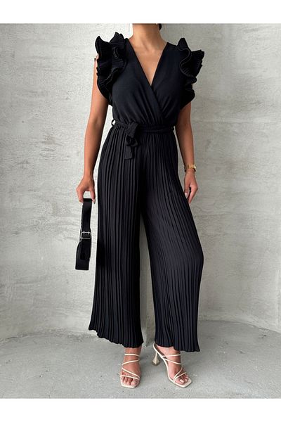 ADA MODA Women's pleated jumpsuit with drawstring waist