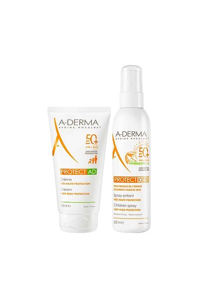 A-DERMA Protect Ad Spf 50 Sunscreen Cream, 150 ml Protect Kids Spf 50 Sunscreen Spray, 200 ml