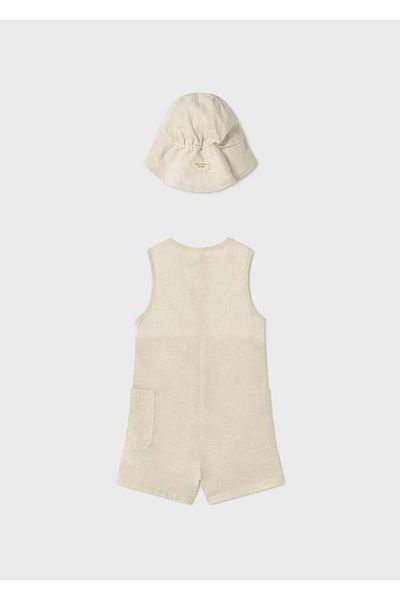 MAYORAL Baby Boy Short Sleeve Jumpsuit & Hat Set - Cream